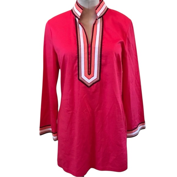 DANA BUCHMAN V-Neck Bell Sleeve Tunic in Vibrant Pink Size Small -- GORGEOUS!!! - Picture 2 of 9